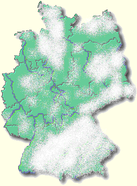 Wolkenkarte vom „Donnerwetter“ vom 11. August 1999, morgens gegen 5°°